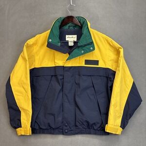 VTG Eddie Bauer Jacket Adult Medium Colorblock Full Zip Hooded Cuff Waist Mens